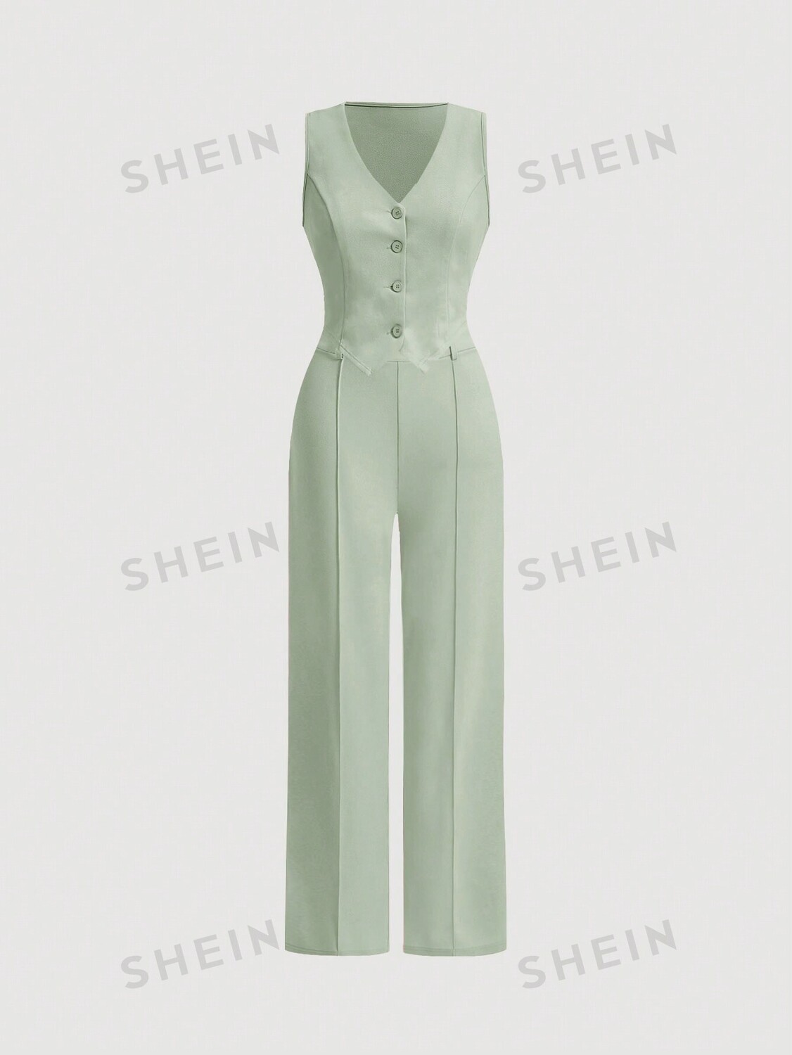 

Костюм Shein Mod Date Night жилетка и брюки, зеленый