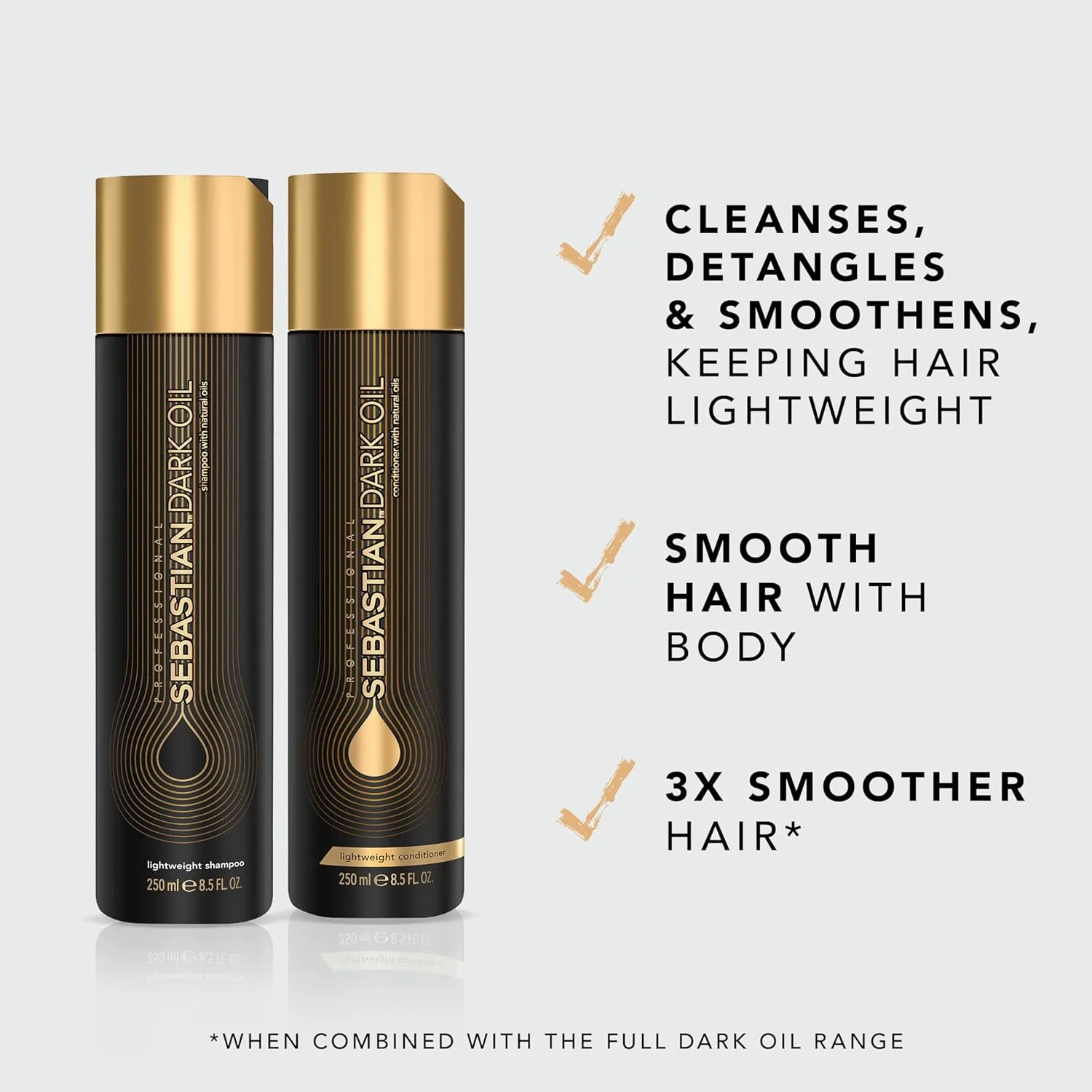 Легкий шампунь Sebastian Professional Dark Oil | С маслом жожоба и аргановым маслом для шелковистых и гладких волос 248 мл (2 шт.) — фото 2