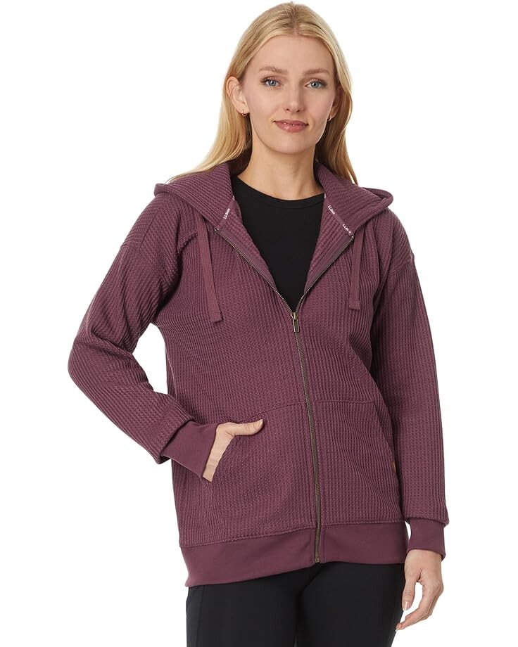 

Худи L.L.Bean Birchwood Brushed Waffle Full Zip Hoodie, цвет Faded Eggplant