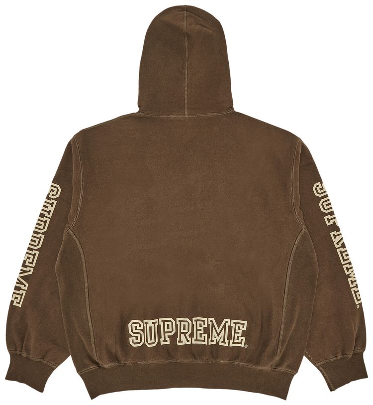 Толстовка Supreme Collegiate Sleeve Hooded Sweatshirt 'Olive Brown', коричневый — фото 2
