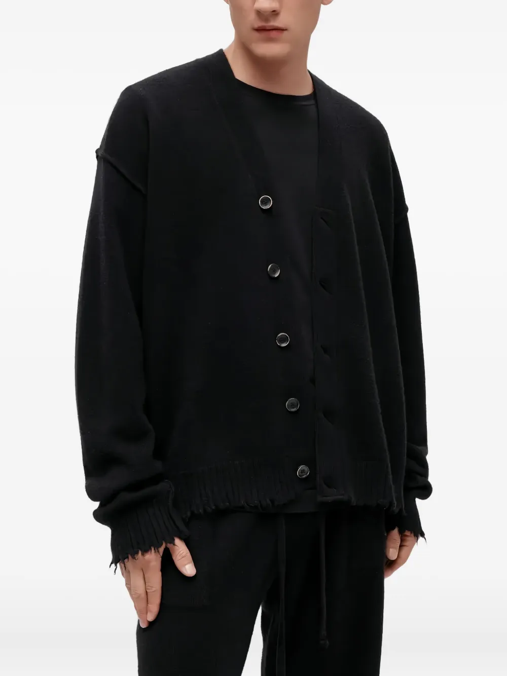 

Кардиган с пуговицами и необработанными краями Uma Wang, черный