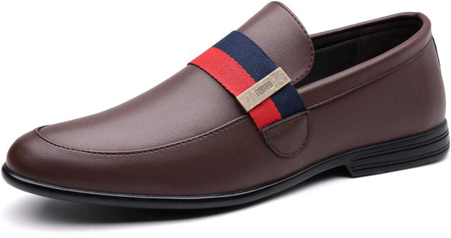 

Мужские лоферы Dacnakby из натуральной кожи, повседневные и классические пенни-лоферы черного цвета с красной и темно-синей полоской, для смокинга, делового и повседневного ношения, без застежки