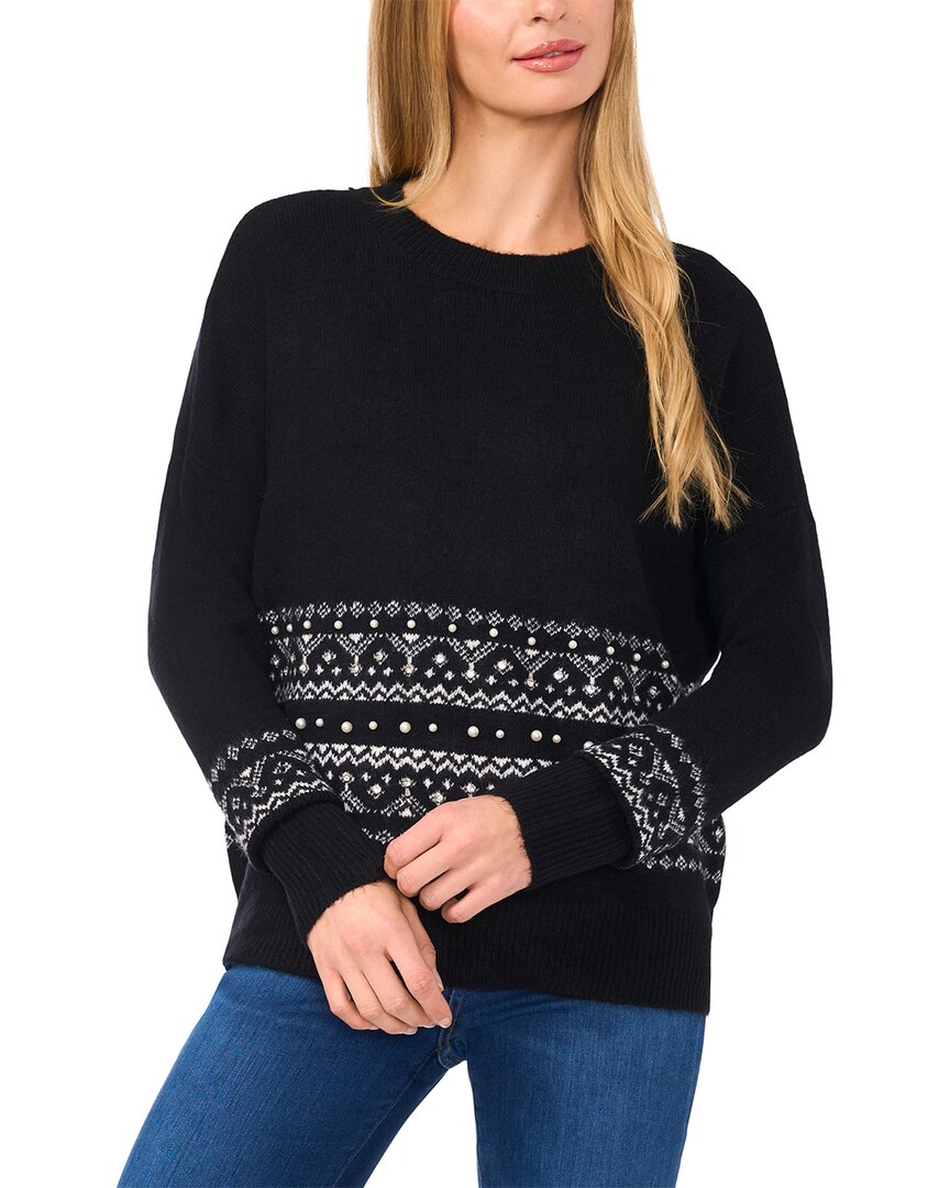 

Свитер-пуловер CeCe Fairisle Pearl Stripe, черный