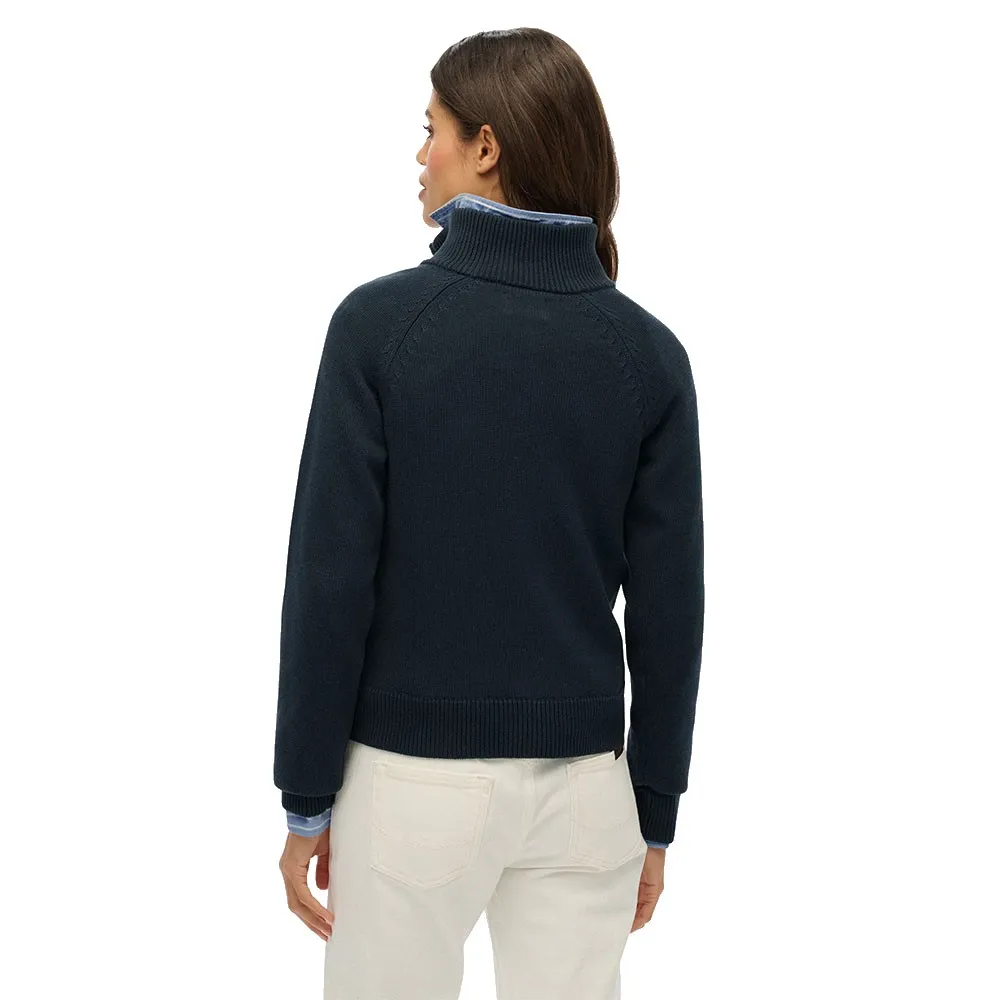 Толстовка Superdry Essentials Slim Knit с застежкой-молнией до середины груди, синий — фото 2