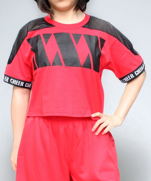 

Футболка с коротким рукавом, сетчатый логотип CHEER, красный