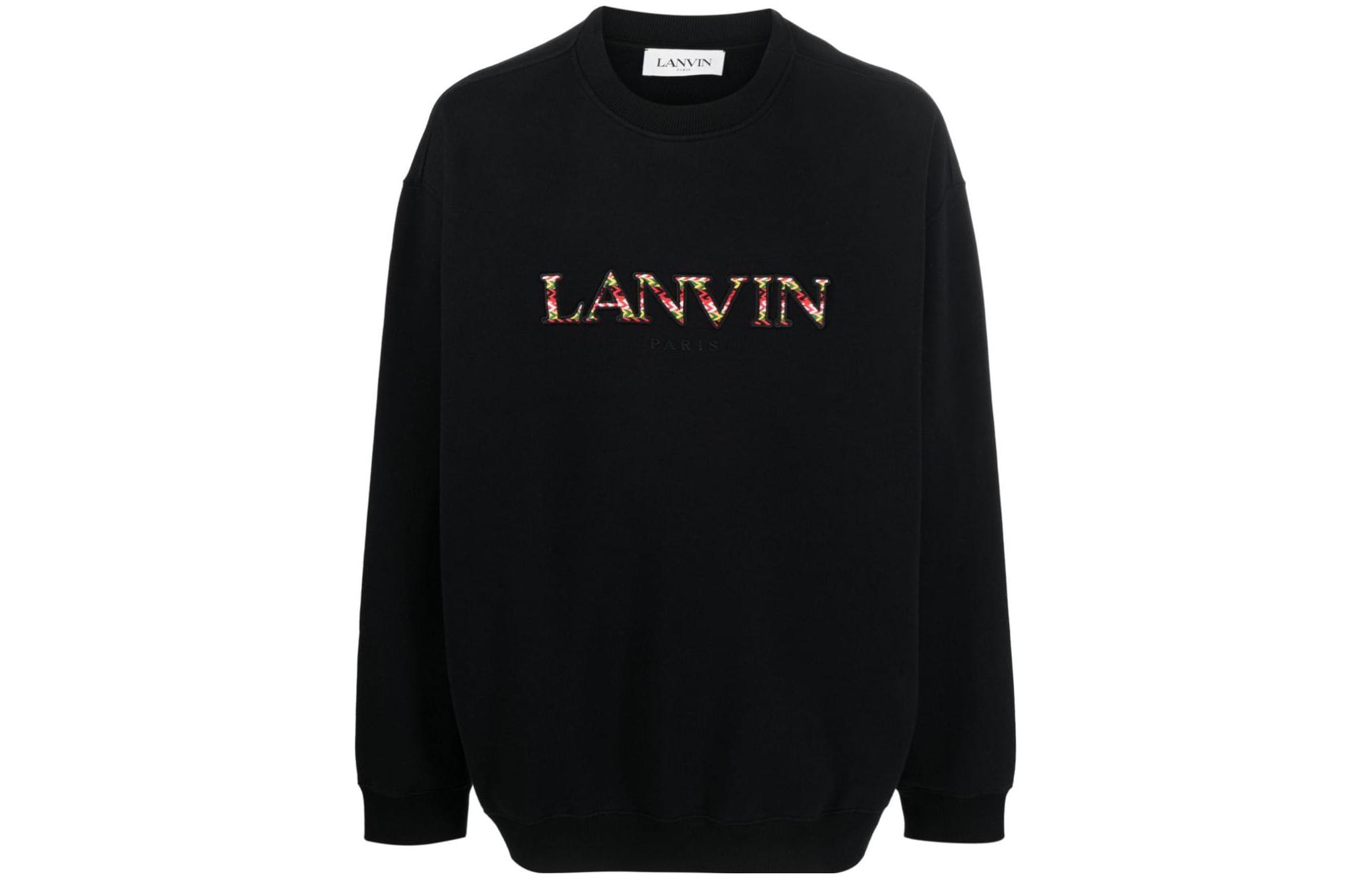 Толстовка с круглым вырезом и вышитым логотипом Lanvin, черный — фото 3
