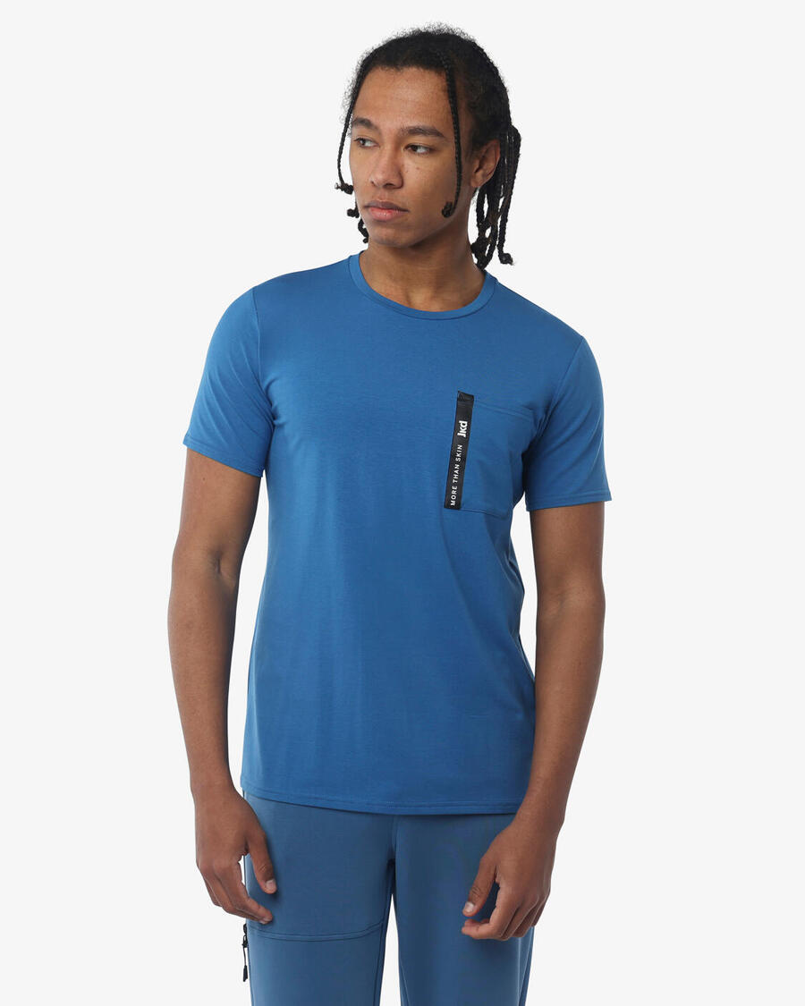 

JAKED Мужская синтетическая фитнес-футболка бирюзового цвета