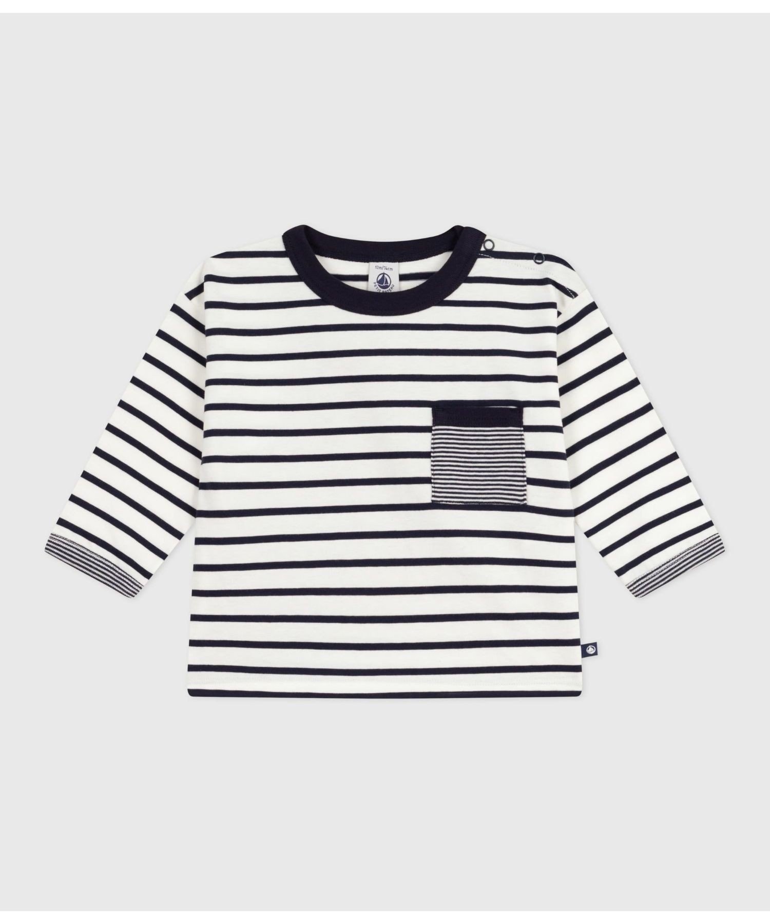 Футболка с длинными рукавами PETIT BATEAU, Off-white/Navy