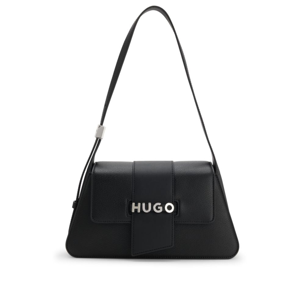 

Искусственная кожа, наплечная сумка с логотипом на фурнитуре HUGO, черный