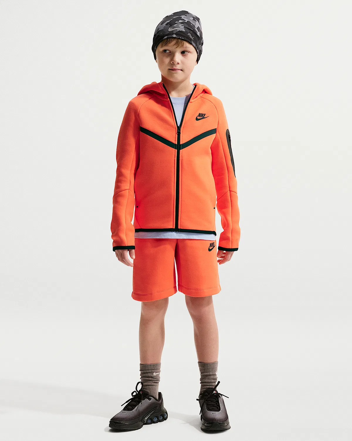 Детская худи Nike Sportswear Tech Fleece на молнии, Turf Orange/Black/Black — фото 4