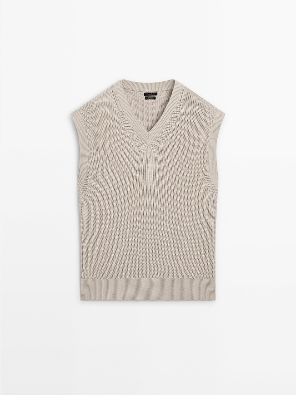 

Жилет Massimo Dutti Ribbed knit V-neck, бежевый