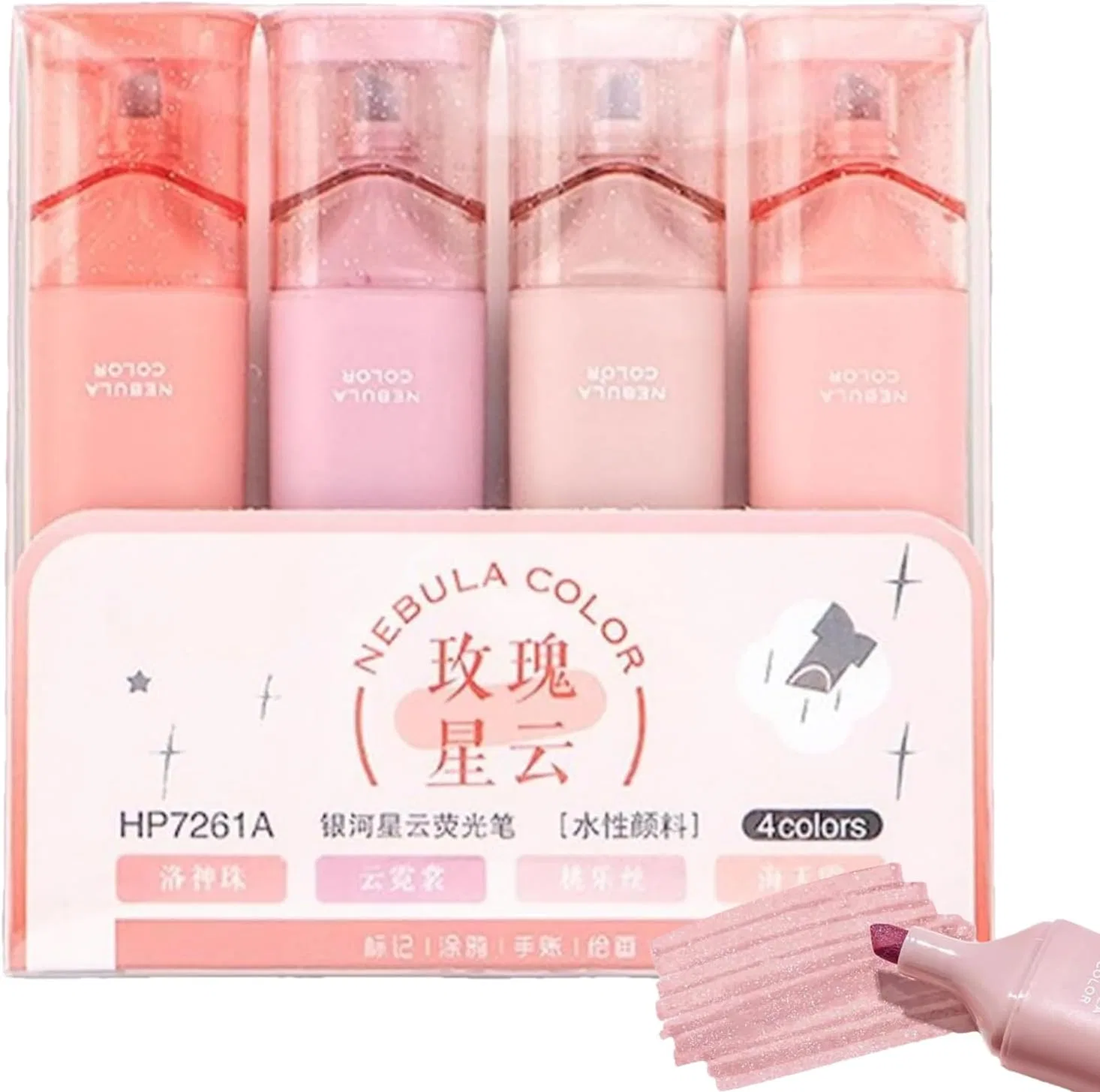 Хайлайтер Glitter Highlighter, Generic, 4 пастельных цвета