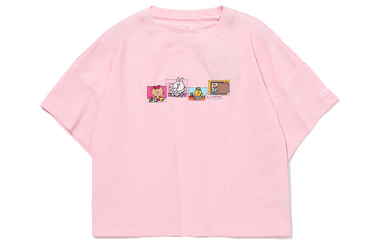 

LINING Футболка LINE FRIENDS с рукавом летучая мышь женская розовая, Розовый, LINING Футболка LINE FRIENDS с рукавом летучая мышь женская розовая