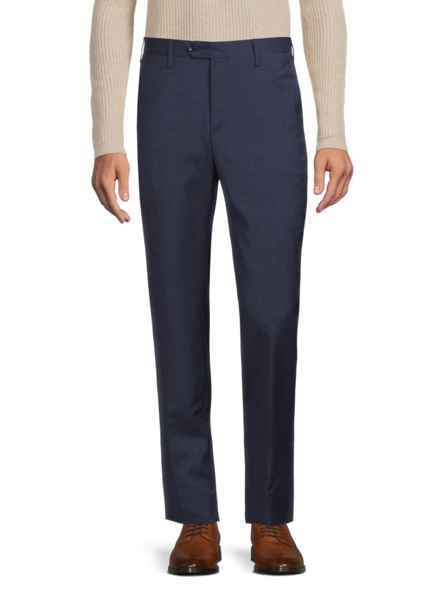 

Шерстяные брюки современного кроя с плоским передом Santorelli, цвет Bright Navy