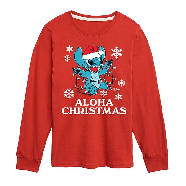 

Мальчиковая футболка с длинным рукавом Lilo & Stitch Aloha Christmas Disney, Red