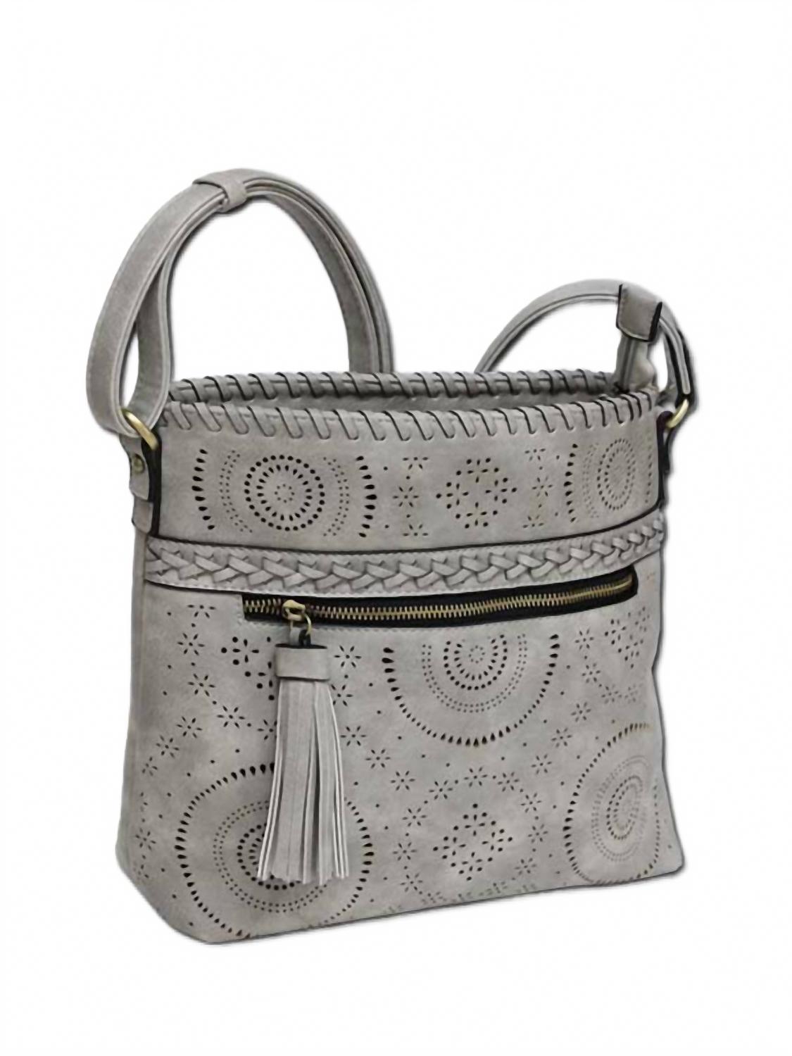 

MC Handbags Женская сумка через плечо из веганской кожи с лазерной перфорацией, серого цвета