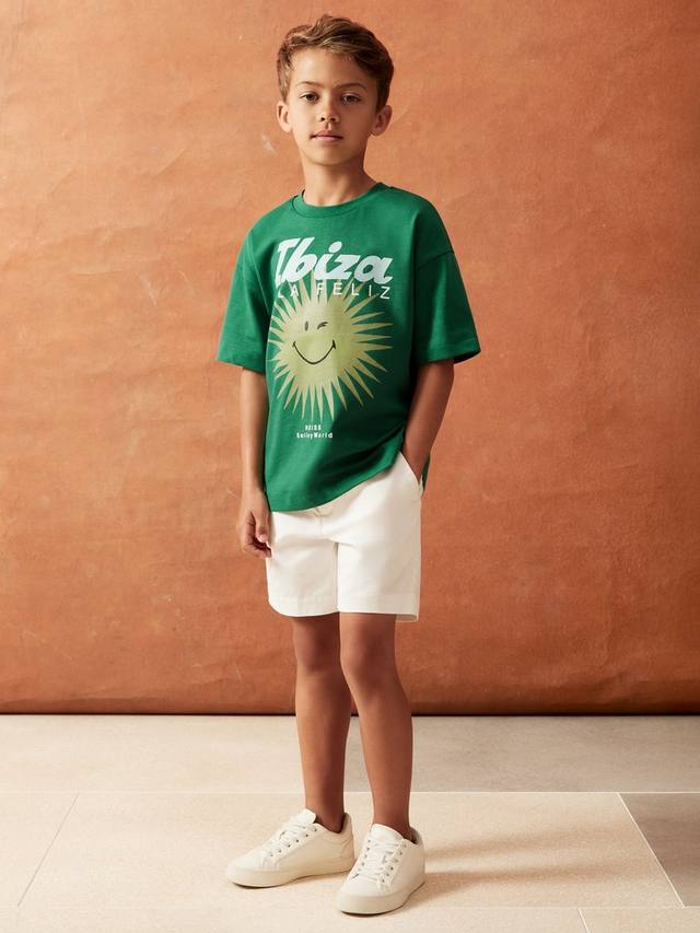 

Детская футболка Smiley Bruno с коротким рукавом и круглым вырезом Reiss, Bright Green