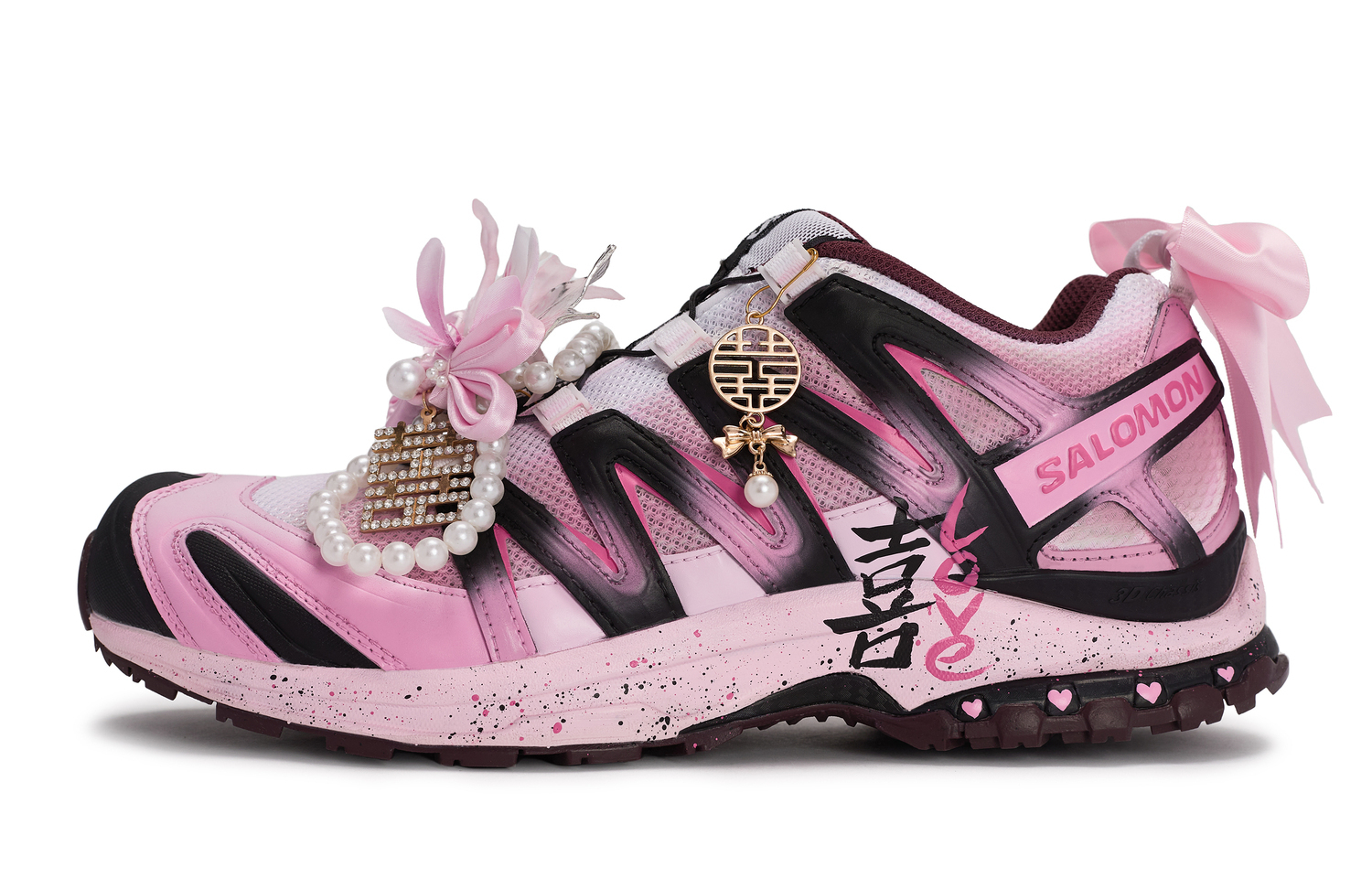 

Salomon XA PRO 3D Износостойкие низкие беговые кроссовки унисекс, черный с розовым