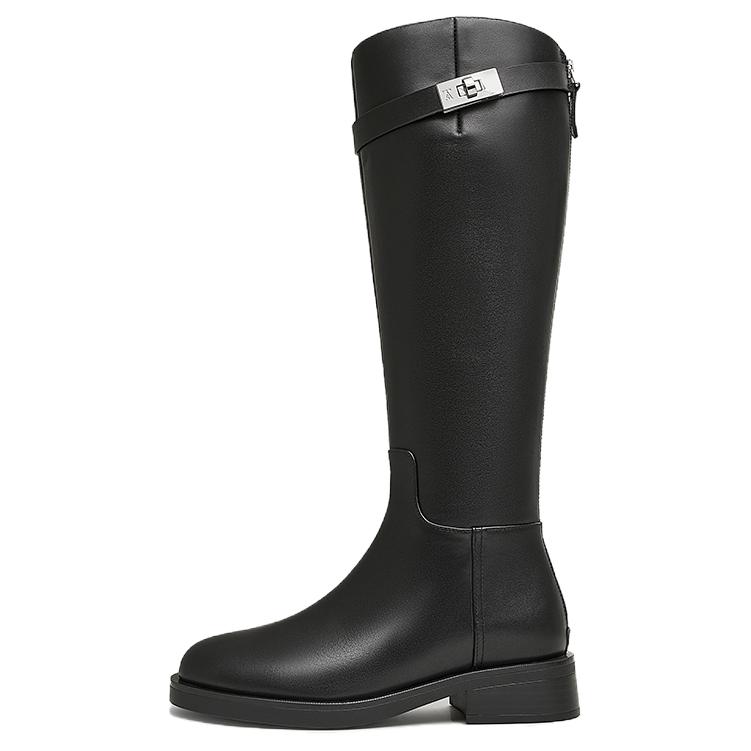 TATA Женские высокие сапоги на каблуке 3,5 см черные без подкладки, цвет Black (Unlined)