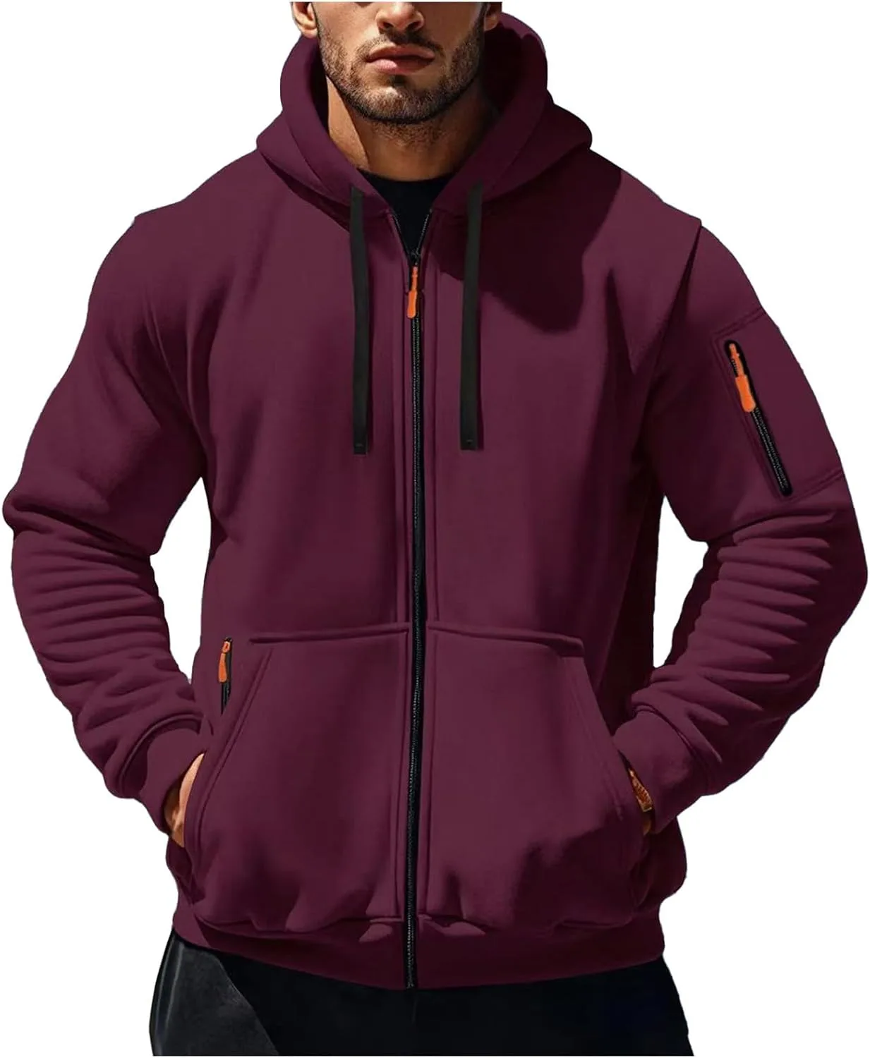 

Мужская толстовка с капюшоном, легкая, однотонная