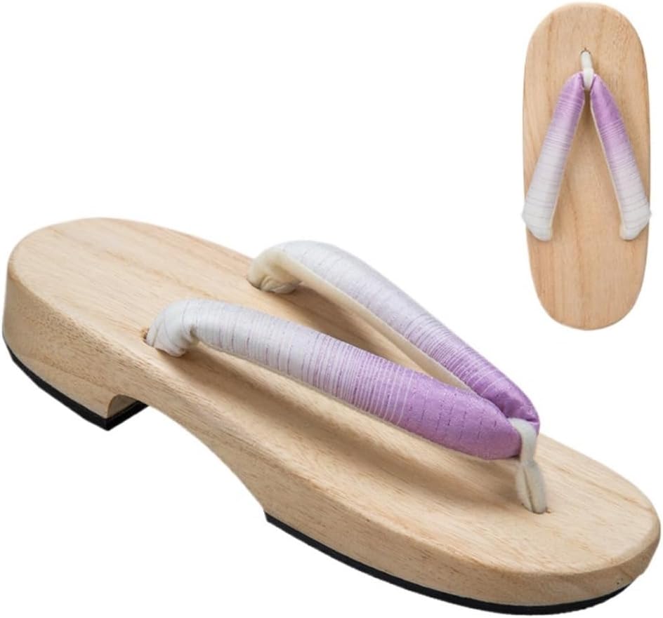 

Деревянные клоги для женщин, сандалии гета, японские таби, шлепанцы-нимы, мужские мюли, тапочки на платформе для подростков - для косплея, стояние весь день, костюм гейши, удобная прогулка Geerta, светло-фиолетовый