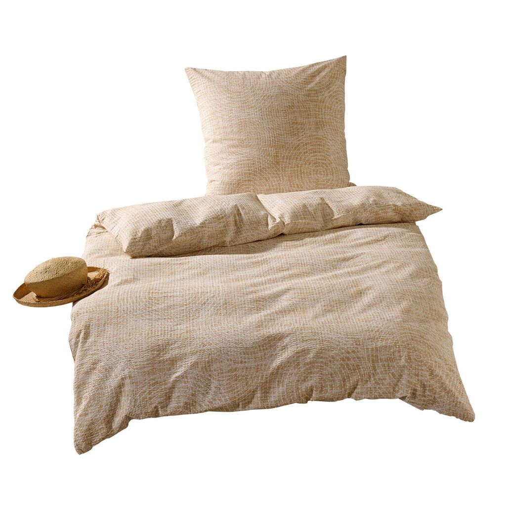 

Постельное белье из хлопка Dream Sleep Basic Sydney бежевый 135x200 см + 80x80 см Traumschlaf