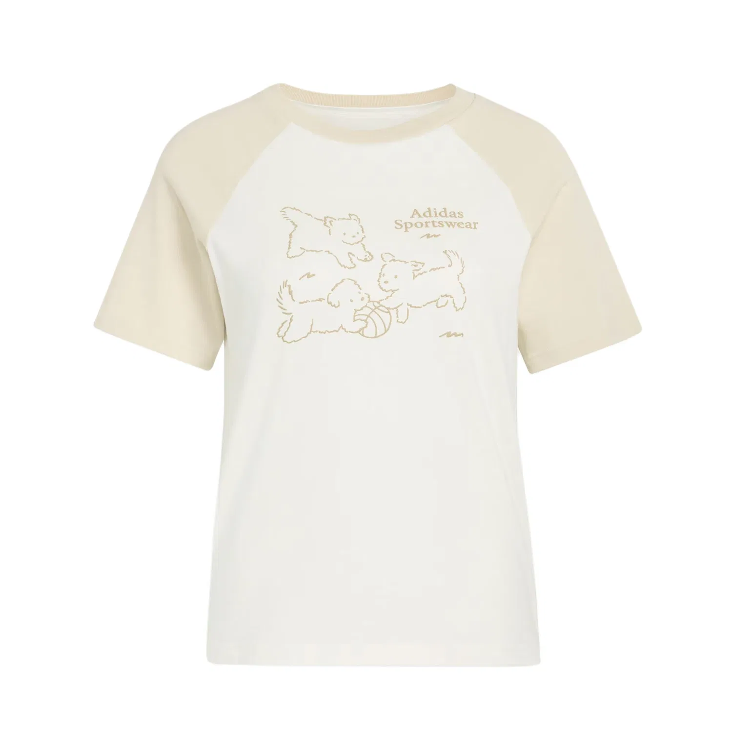 Футболка женская Jade White/Light Coffee, круглая горловина, средняя посадка Adidas