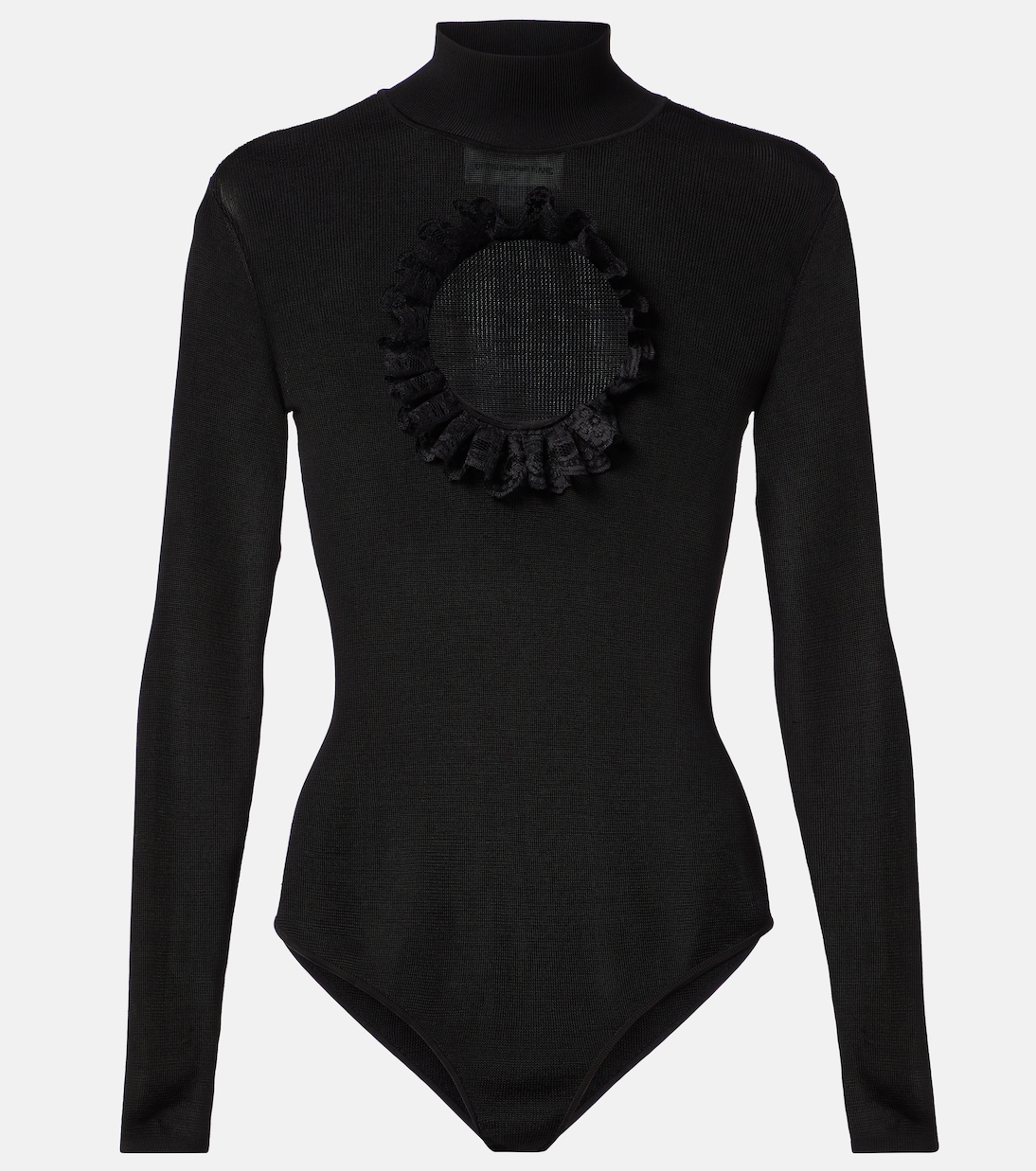 

Боди с вырезом и кружевной отделкой от Christopher Kane Self-Portrait, черный