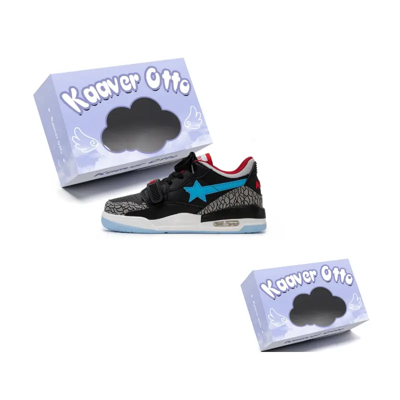 

KAAVER OTTO Износостойкие и легкие мид-топ скейтбордские кроссовки унисекс коробка - черный синий красный, цвет Black Blue Red