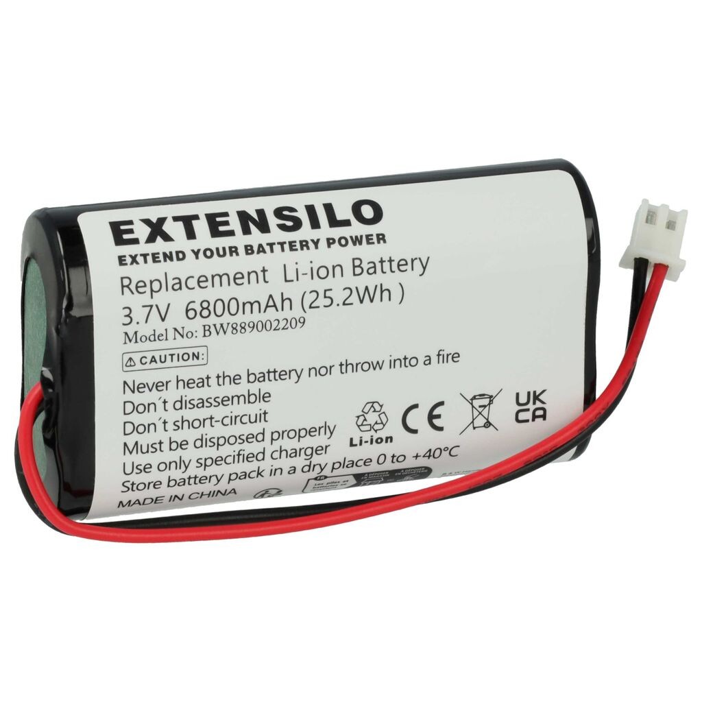 

EXTENSILO 1 аккумулятор, совместимый с настольной лампой Coinmit, прикроватной лампой (6800 мАч, 3,7 В, литий-ионный)