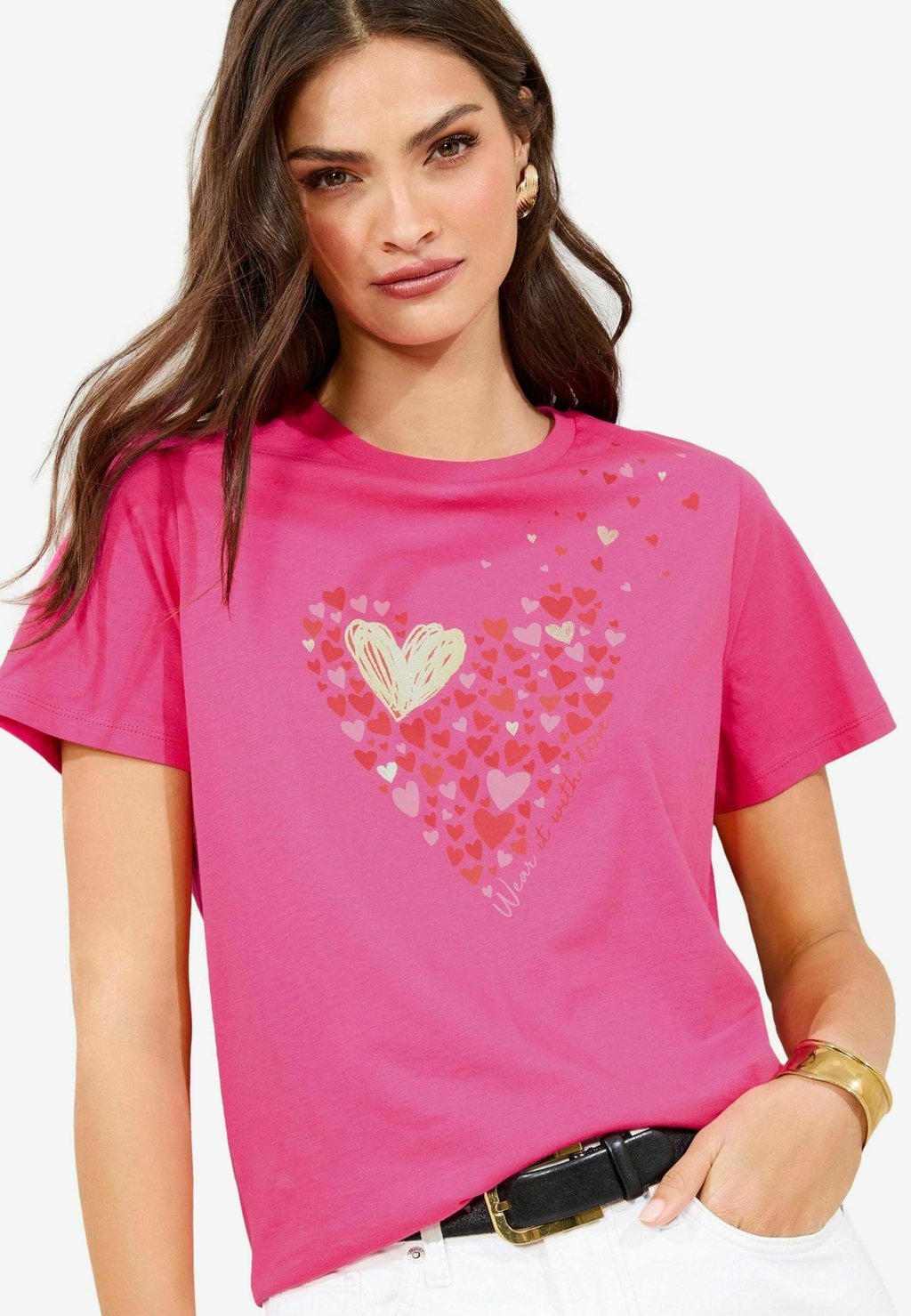 

Футболка с принтом REGULAR FIT - FRIEND WEAR IT WITH LOVE Lipsy, розовый