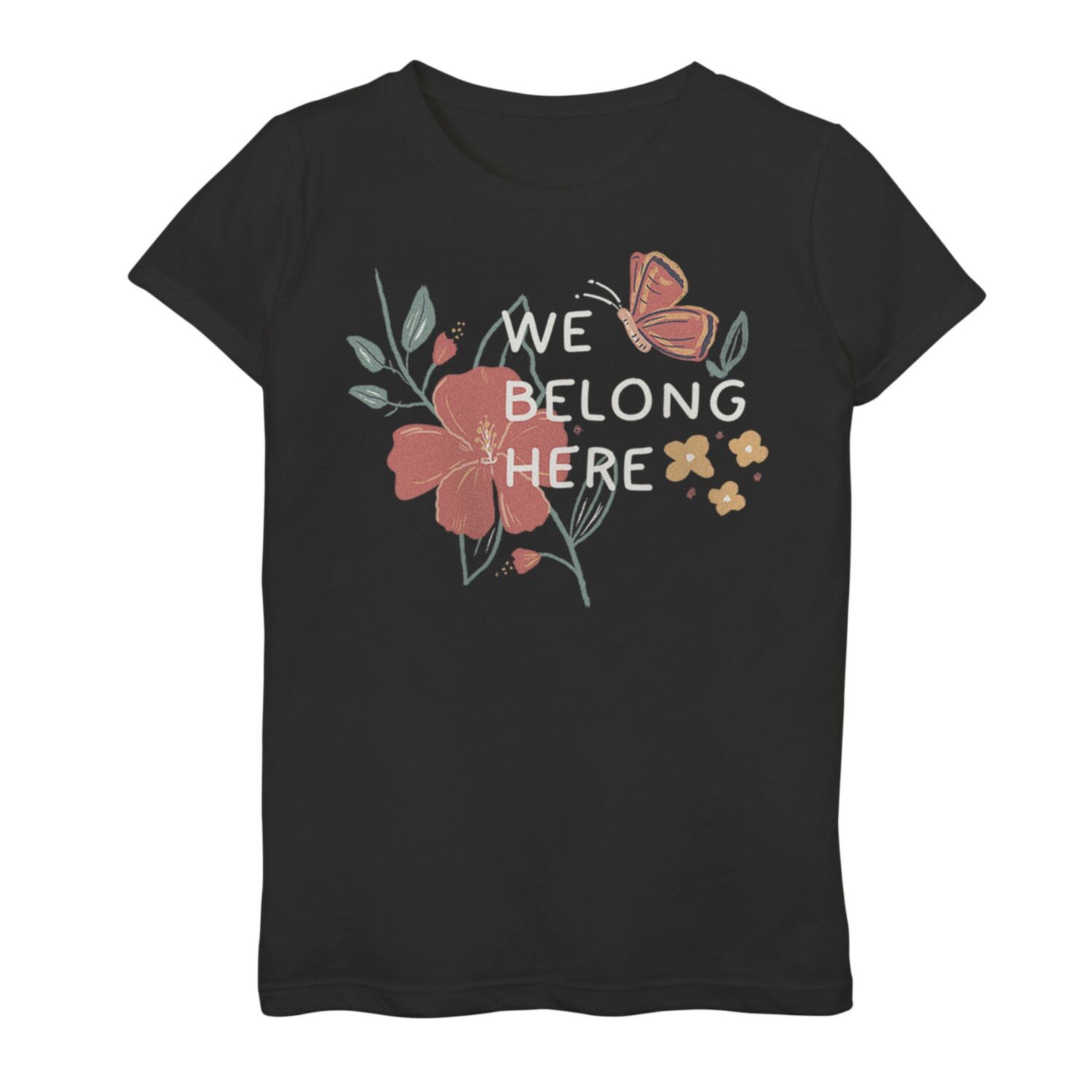 

Футболка We Belong Here для девочек 7–16 лет с вдохновляющими цветами Unbranded