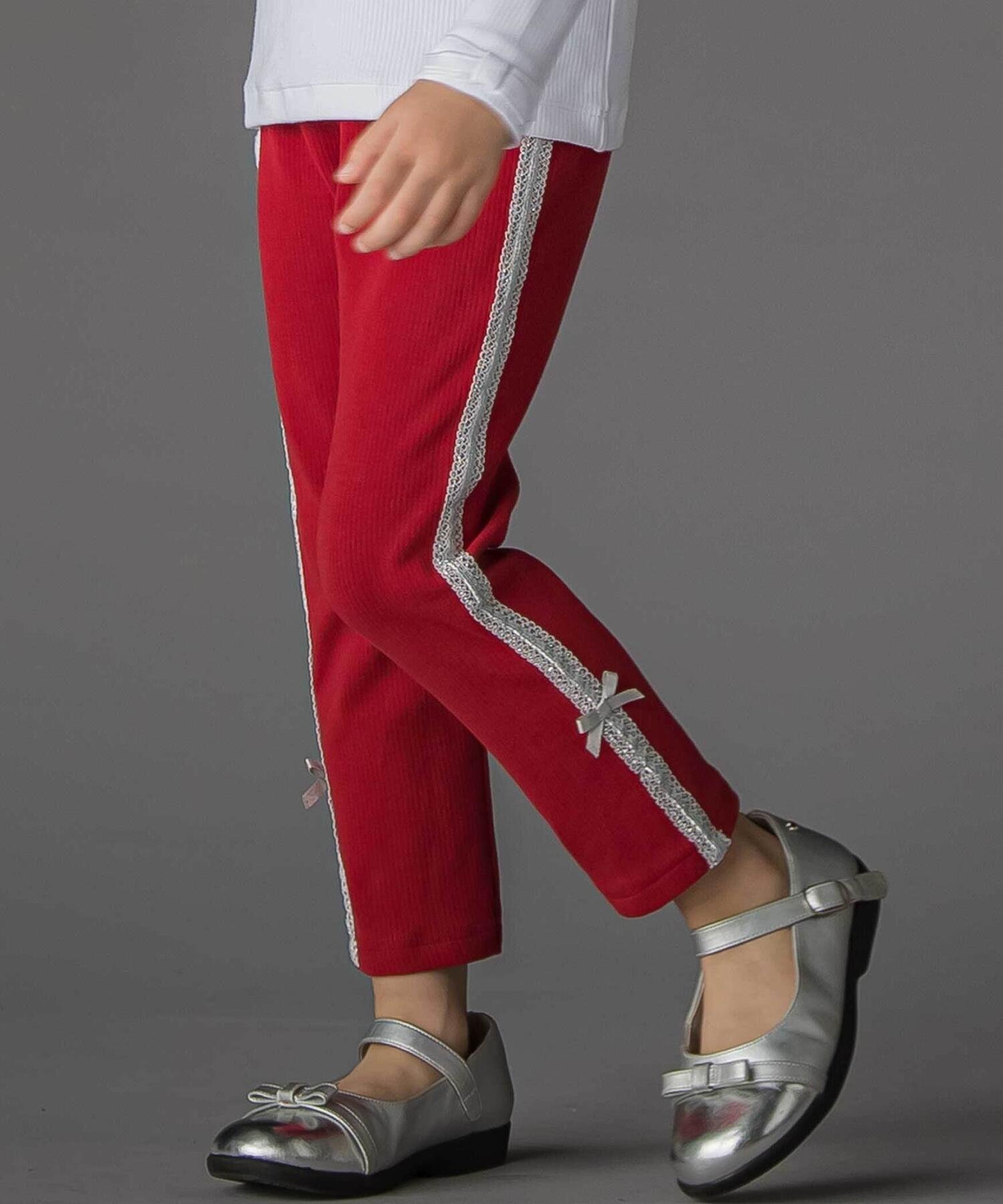 Леггинсы с кружевной отделкой по бокам (95-150 см) BeBe Petits Pois Vert, Red