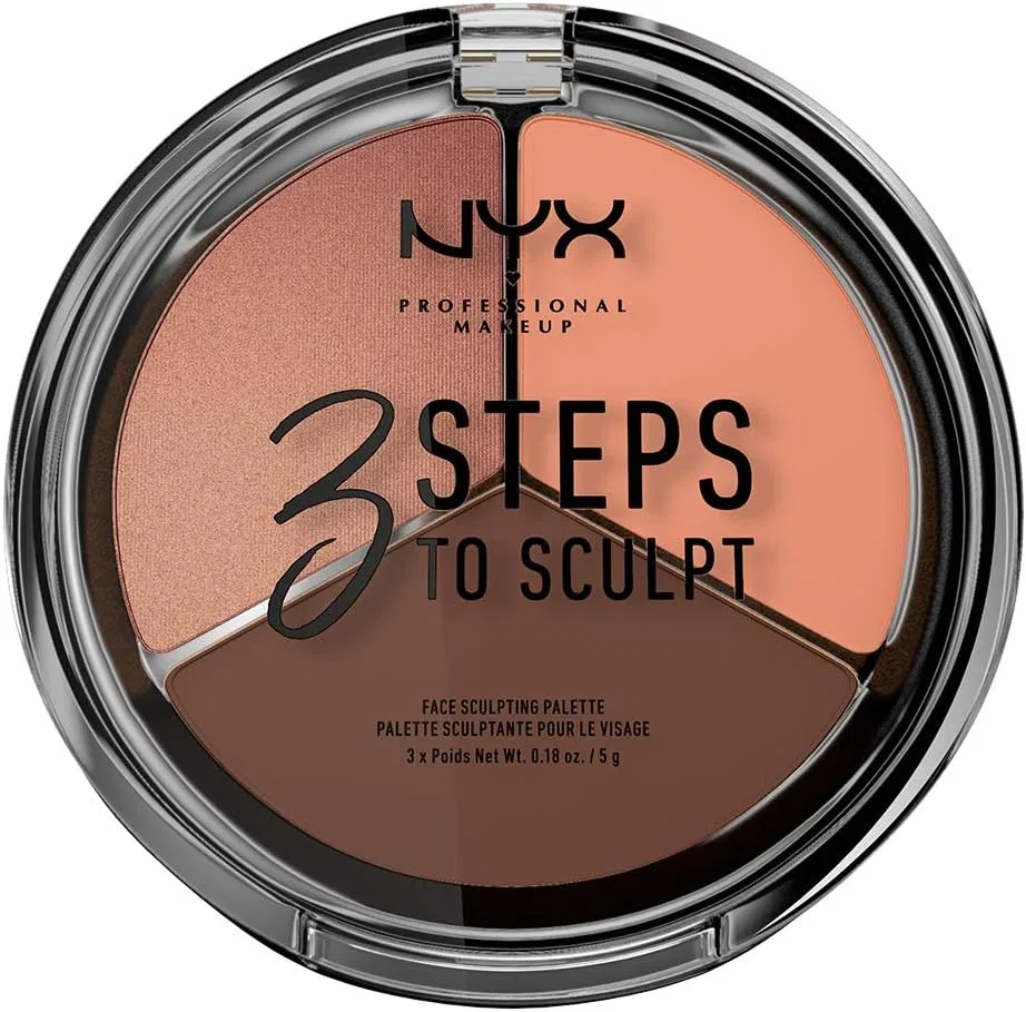 Палетка для скульптурирования лица 3 Step To Sculpt, NYX Professional Makeup, глубокий оттенок