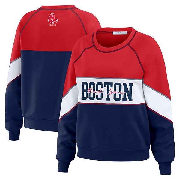 

Женский красный/темно-синий свитшот Boston Red Sox Wear By Erin Andrews
