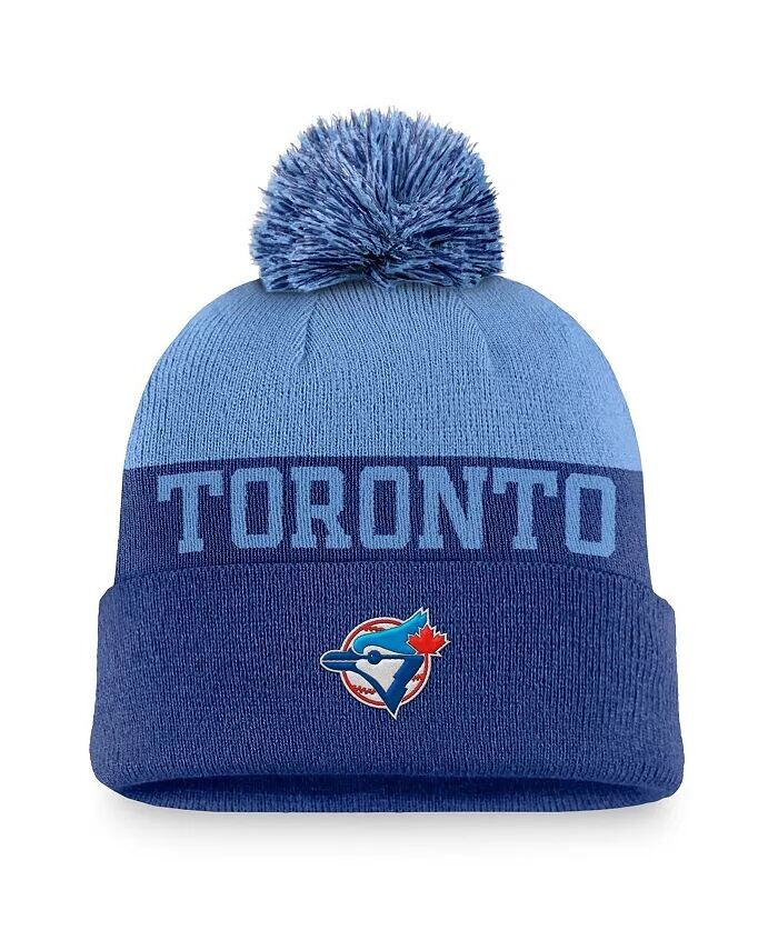 

Мужская вязаная шапка с манжетами и помпоном Royal Toronto Blue Jays Rewind Peak Nike, синий