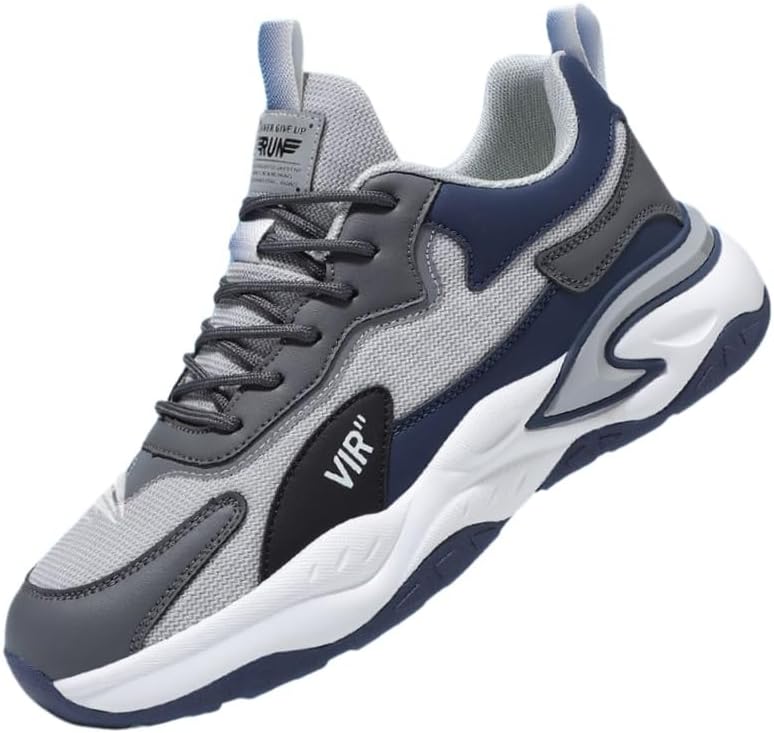 

Мужские модные спортивные кроссовки - сетчатый материал для вентиляции, противоскользящие и износостойкие, легкие и удобные, подходят для бега, активного отдыха на свежем воздухе и повседневного использования Fmshi, серый