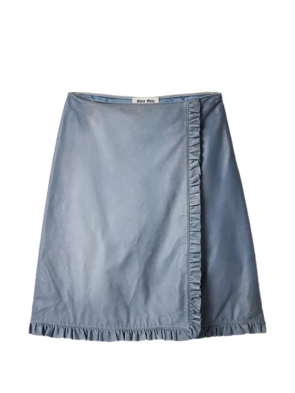 Юбка из кожи наппа MIU MIU, синий