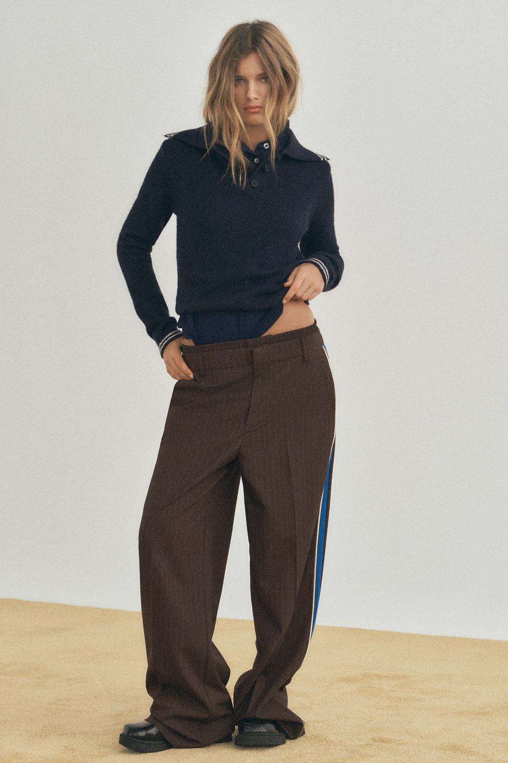 

Брюки-боксеры в тонкую полоску ZARA, цвет Brown-Blue
