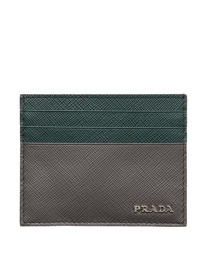 

Картхолдер из кожи Saffiano Prada, серый