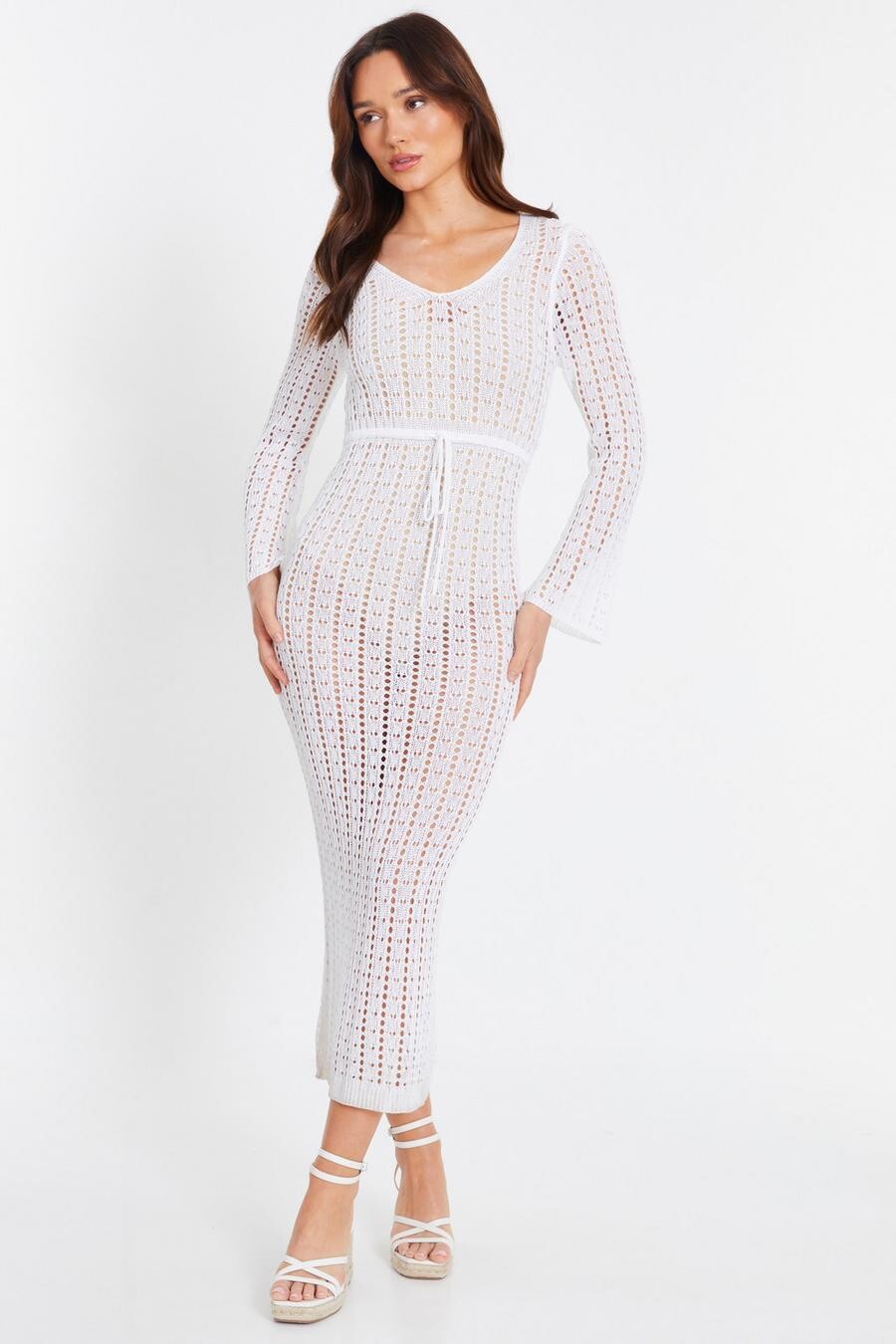 

Белое макси-платье крючком QUIZ Clothing