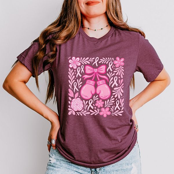 

Футболка с принтом Breast cancer boxing gloves Simply Sage Market, Plum, Зеленый, Футболка с принтом Breast cancer boxing gloves Simply Sage Market, Plum