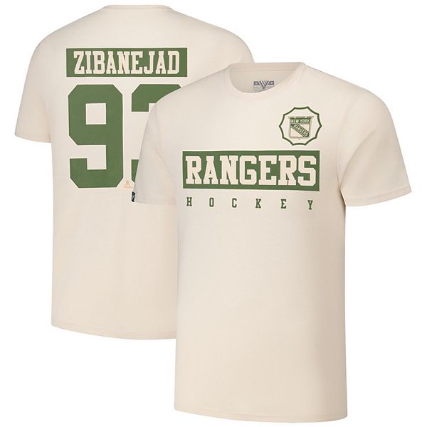 

Футболка New York Rangers 2024 NHL Military Appreciation Richmond Delta с именем и номером игрока Mika Zibanejad, цвет khaki Levelwear