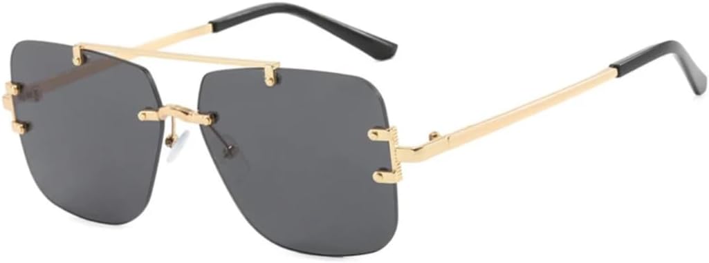 

Солнцезащитные очки с защитой UV400 | Без оправы, увеличенная переносица, градиентный оттенок | Для женщин и мужчин, для занятий спортом на открытом воздухе и вождения DSVIGF, Gold Gray