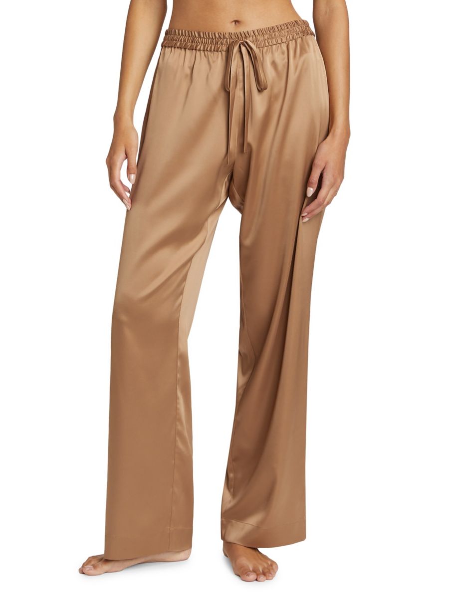 

Гламурные атласные брюки прямого кроя Natori, цвет Toffee
