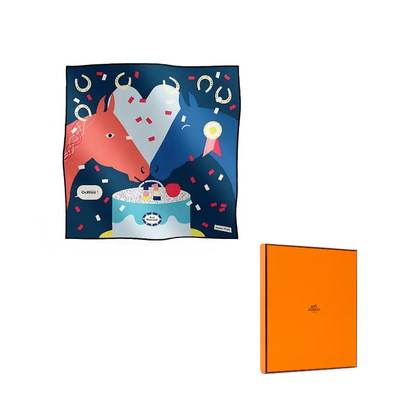 

HERMES Шёлковый шарф унисекс синий, Blue