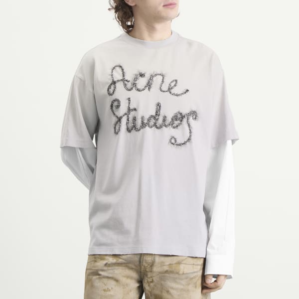 Футболка с двойным рукавом и логотипом Tinsel Acne Studios, светло-синий — фото 2