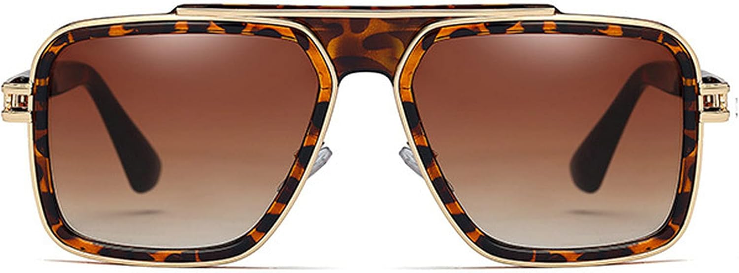 

Солнцезащитные очки для женщин и мужчин, классический дизайн, модные, с защитой от УФ-излучения UV400, квадратная форма, унисекс, металлическая оправа, мужские очки mincl, Leopard