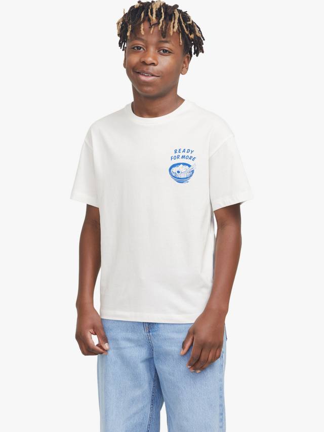 

Детская футболка с принтом и круглым вырезом Jack & Jones, White/Blue
