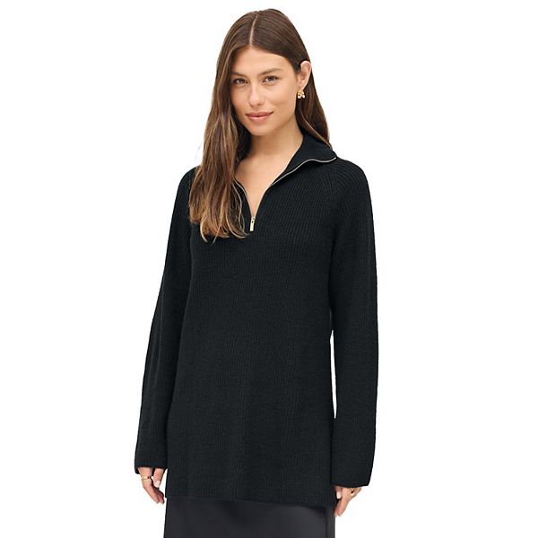 

Туника-свитер с молнией на 1/4 и разрезами по бокам Plus size Ellos, Black